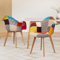 2x Artiss Dining Chairs Fabric Kitchen Cafe Lounge Chair - DSW