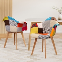 2x Artiss Dining Chairs Fabric Kitchen Cafe Lounge Chair - DSW