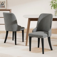 2x Artiss Dining Chairs Fabric Kitchen Cafe Lounge Chair Grey