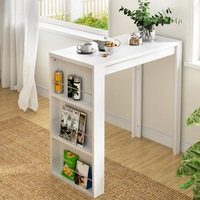 Artiss Bar Table 3-tier Storage Shelves White