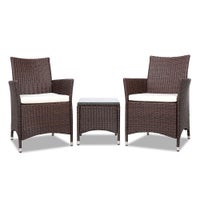 Gardeon Patio Furniture 3 Piece Outdoor Setting Bistro Set Chair Table Wicker