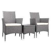 Gardeon 3 Piece Outdoor Lounge Setting Patio Furniture Bistro Set Table and Chairs Wicker