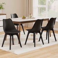 4x Artiss Black Dining Chairs Leather Seat Plastic Replica Legs