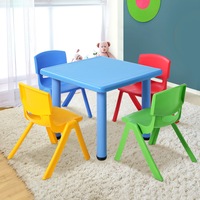 Keezi Kids Table and Chair Set Children Study Desk Furniture Plastic Blue 5PC