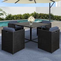 Gardeon 5 Piece Outdoor Dining Set Table and Chairs Setting Patio Furniture Wicker