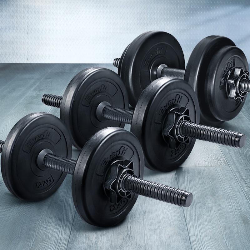 Everfit Dumbbell set Dumbells 7KG 12KG 17KG Dumbbell Row and Weight Plates Home Gym