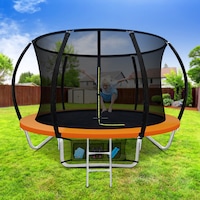 Everfit 8FT Trampoline for Kids w/ Ladder Enclosure Safety Net Rebounder Orange