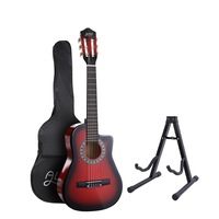 34in Classical Guitar Alpha Wooden Body Nylon String w/ Stand Beginner Red