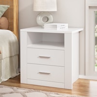 Artiss Bedside Table 2 Drawers with Shelf - TARA White