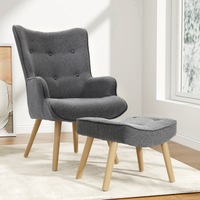 Artiss Armchair Set with Ottoman Grey Lansar