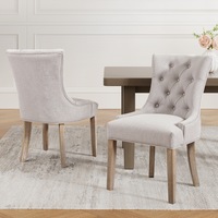 2x Artiss Dining Chairs Linen Beige