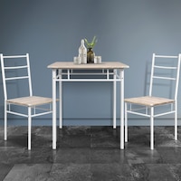 Artiss 3-piece Industrial Inspired Chairs and Table Dining Set - Oak