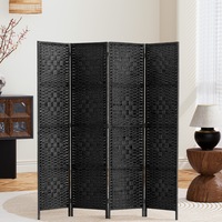 Artiss 4 Panel Room Divider Screen 163x170cm Woven Black