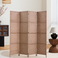 Artiss 4 Panel Room Divider Screen 163x170cm Woven Natural