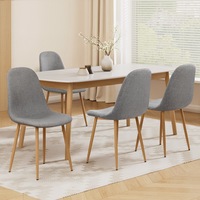 4x Artiss Dining Chairs Grey Linen Seat For Living Room Office