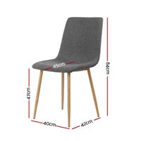 4x Dining Chairs Modern Armchair Fabric Seat Cafe Kitchen Iron Dark Grey