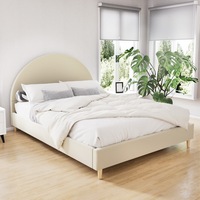 Artiss Bed Frame Double Size Velvet Cream ELLA