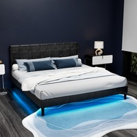 Artiss Bed Frame King Size LED Black RAVI
