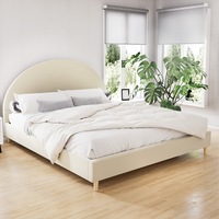 Artiss Bed Frame King Size Velvet Cream ELLA