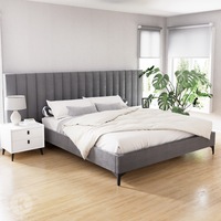Artiss Bed Frame King Size Velvet Grey LOTT