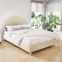 Artiss Bed Frame Queen Size Velvet Cream ELLA