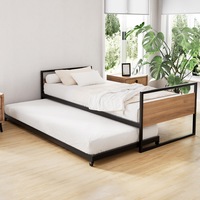 Artiss Bed Frame 2x Single Size Metal Trundle Daybed DEAN