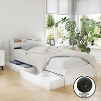 Artiss Bed Frame Single Size with Charging Ports and 2 Drawers AURA