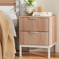 2 Drawers Artiss Bedside Table Nightstand - LURA Pine