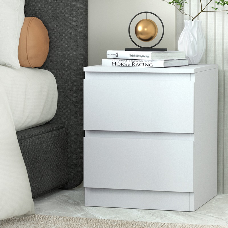 Artiss Bedside Table 2 Drawers – PEPE White