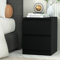 50cm Height Artiss Bedside Table 2 Drawers Nightstand- PEPE Black