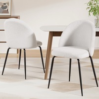 2x Artiss Dining Chairs Sherpa White