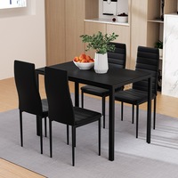Artiss Dining Set of 5 w/ Modern Dining Chairs and Table - Black