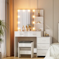Artiss Dressing Table Set Stool 12 LED Bulbs White Dale