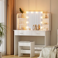 Artiss Dressing Table Set Stool 10 Led Bulbs White Dulcea