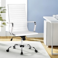 Artiss Office Chair Conference Chairs PU Leather High Back White