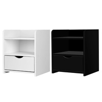 Artiss Bedside Tables Drawers with Shelf Side Table Nightstand Black/White