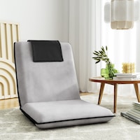 Artiss Floor Lounge Sofa Bed Floor Cushion Velvet Grey