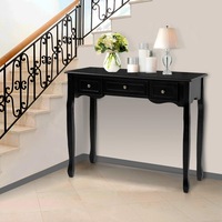 Artiss Console Table 3 Drawers Black Hamptons
