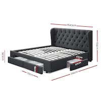 Artiss Bed Frame Queen Size with 4 Drawers Charcoal MILA