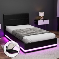 Artiss Bed Frame King Single Size LED Gas Lift Black LUMI