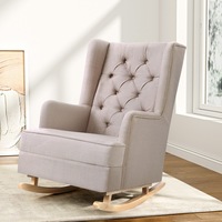 Artiss Rocking Chair Armchair Linen Fabric Beige Gaia