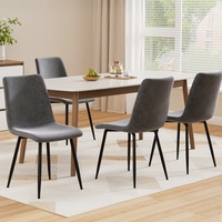 4x Artiss Dining Chairs Grey Velvet Seat For Living Room Office