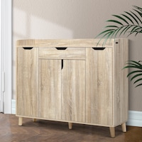 Artiss Shoe Rack Cabinet 26 Pairs Adjustable Pine Cissy