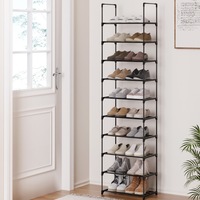 Artiss Shoe Rack 10-tier 20 Pairs DIY Stackable Black Dunn