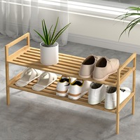 Artiss Shoe Rack Bamboo Storage Organiser Shelf Pine