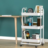 Artiss Storage Trolley Kitchen Cart 3 Tiers Rack Shelf Organiser Wheels White