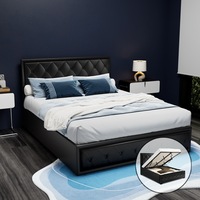 Artiss Double Full Size Gas Lift Bed Frame Base With Storage Mattress Leather Black TIYO