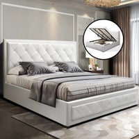 Artiss King Size Gas Lift Bed Frame Base With Storage Mattress Leather
