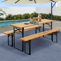 Gardeon Outdoor Lounge Setting Furniture Table and Chairs 3 Piece Patio Bench