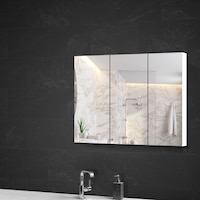 Cefito Bathroom Mirror Cabinet Vanity Shaving Storage 900mm x720mm - White